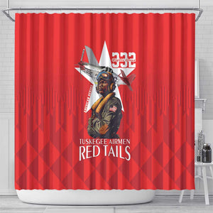 Tuskegee Airmen Red Tails Legacy Shower Curtain African American Pilots - Red - African Pride
