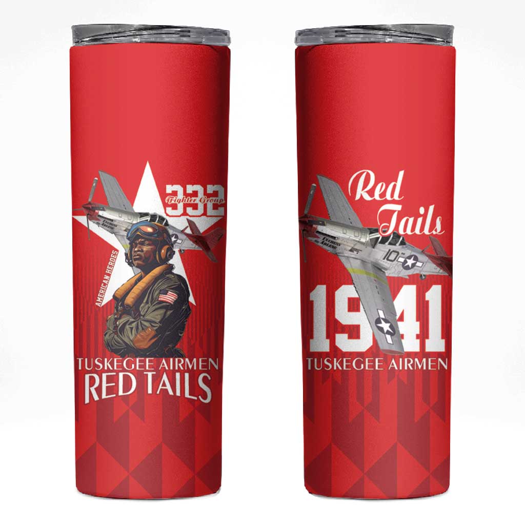 Tuskegee Airmen Red Tails Legacy Skinny Tumbler African American Pilots - Red - African Pride