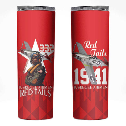 Tuskegee Airmen Red Tails Legacy Skinny Tumbler African American Pilots - Red - African Pride