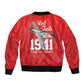 Tuskegee Airmen Red Tails Legacy Sleeve Zip Bomber Jacket African American Pilots - Red - African Pride