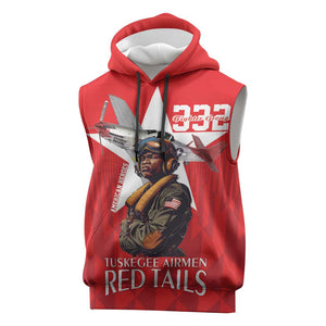 Tuskegee Airmen Red Tails Legacy Sleeveless Hoodie African American Pilots - Red - African Pride