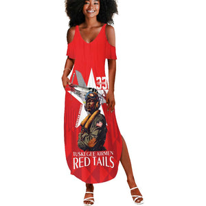 Tuskegee Airmen Red Tails Legacy Summer Maxi Dress African American Pilots - Red - African Pride