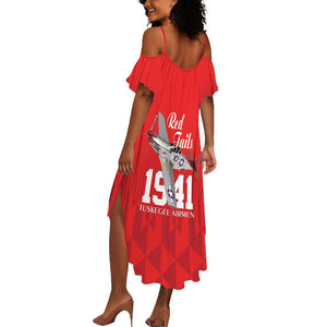 Tuskegee Airmen Red Tails Legacy Summer Maxi Dress African American Pilots - Red - African Pride