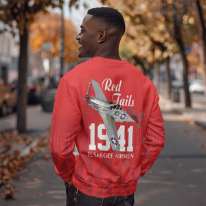 Tuskegee Airmen Red Tails Legacy Sweatshirt African American Pilots - Red - African Pride