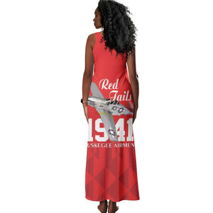 Tuskegee Airmen Red Tails Legacy Tank Maxi Dress African American Pilots - Red - African Pride
