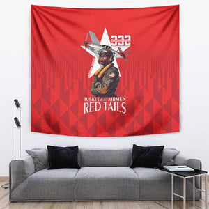 Tuskegee Airmen Red Tails Legacy Tapestry African American Pilots - Red - African Pride