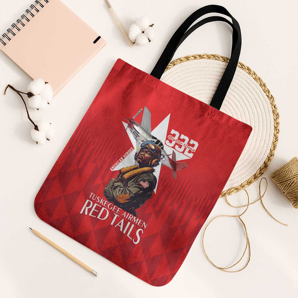 Tuskegee Airmen Red Tails Legacy Tote Bag African American Pilots - Red