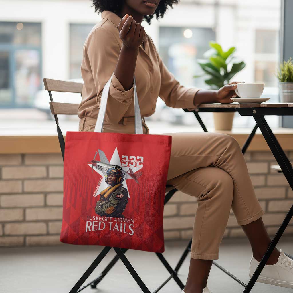 Tuskegee Airmen Red Tails Legacy Tote Bag African American Pilots - Red