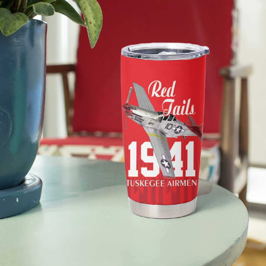 Tuskegee Airmen Red Tails Legacy Tumbler Cup African American Pilots - Red - African Pride