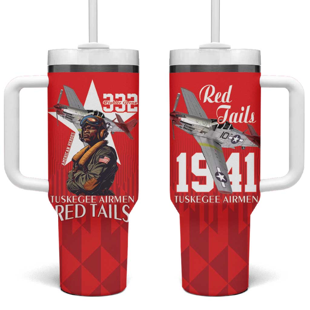 Tuskegee Airmen Red Tails Legacy Tumbler With Handle African American Pilots - Red - African Pride