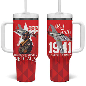 Tuskegee Airmen Red Tails Legacy Tumbler With Handle African American Pilots - Red - African Pride