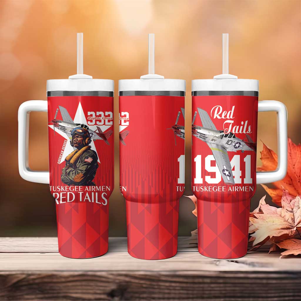 Tuskegee Airmen Red Tails Legacy Tumbler With Handle African American Pilots - Red - African Pride