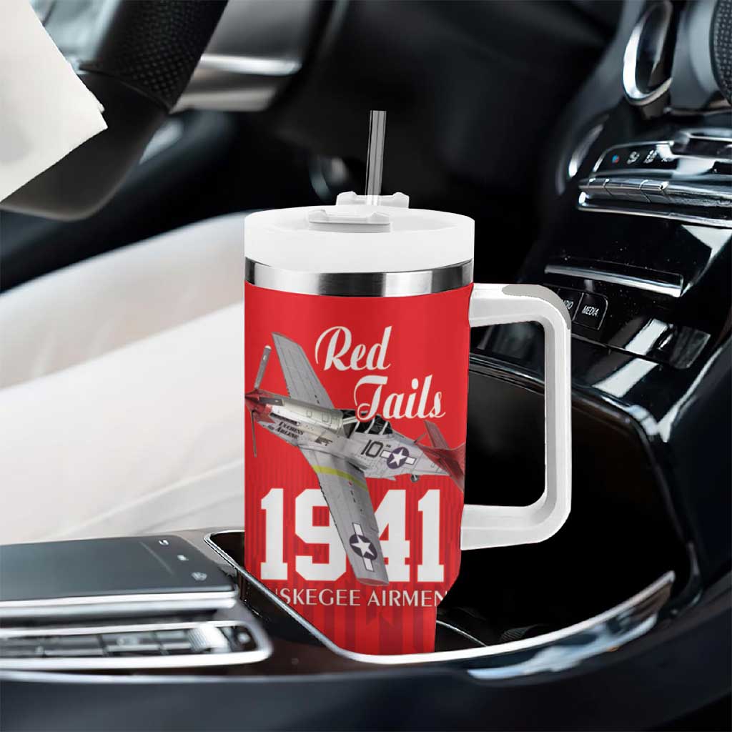 Tuskegee Airmen Red Tails Legacy Tumbler With Handle African American Pilots - Red - African Pride