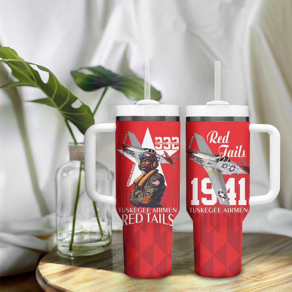 Tuskegee Airmen Red Tails Legacy Tumbler With Handle African American Pilots - Red - African Pride