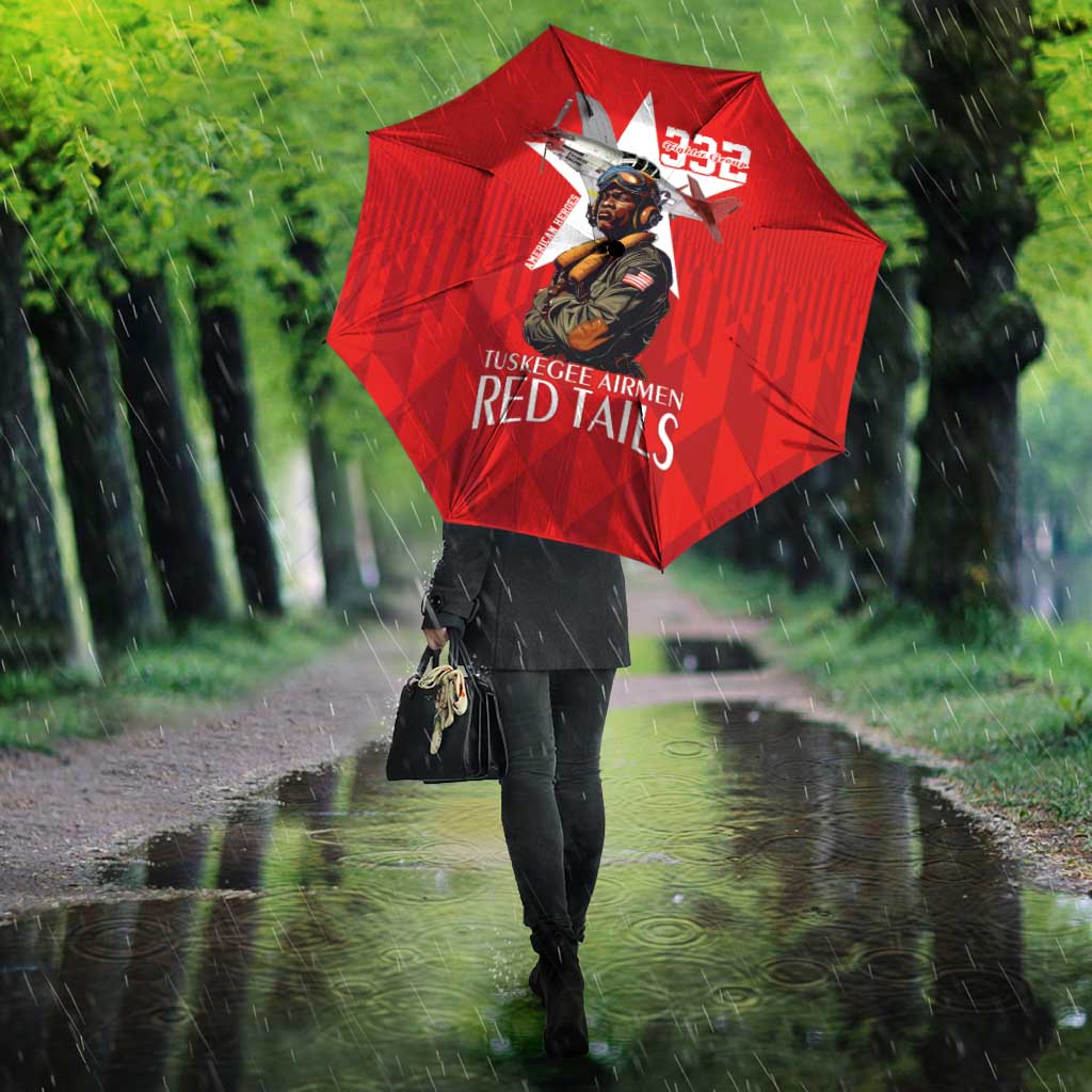 Tuskegee Airmen Red Tails Legacy Umbrella African American Pilots - Red