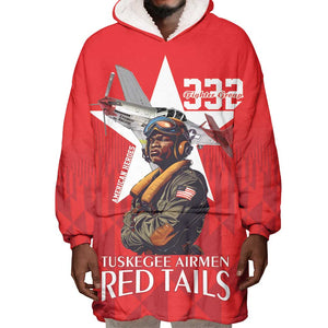 Tuskegee Airmen Red Tails Legacy Wearable Blanket Hoodie African American Pilots - Red - African Pride