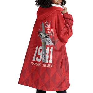 Tuskegee Airmen Red Tails Legacy Wearable Blanket Hoodie African American Pilots - Red - African Pride
