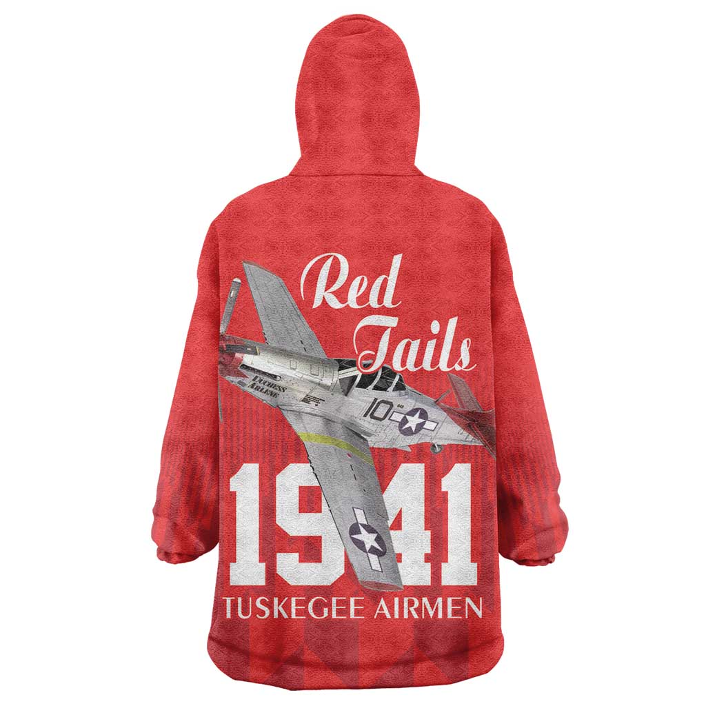 Tuskegee Airmen Red Tails Legacy Wearable Blanket Hoodie African American Pilots - Red - African Pride