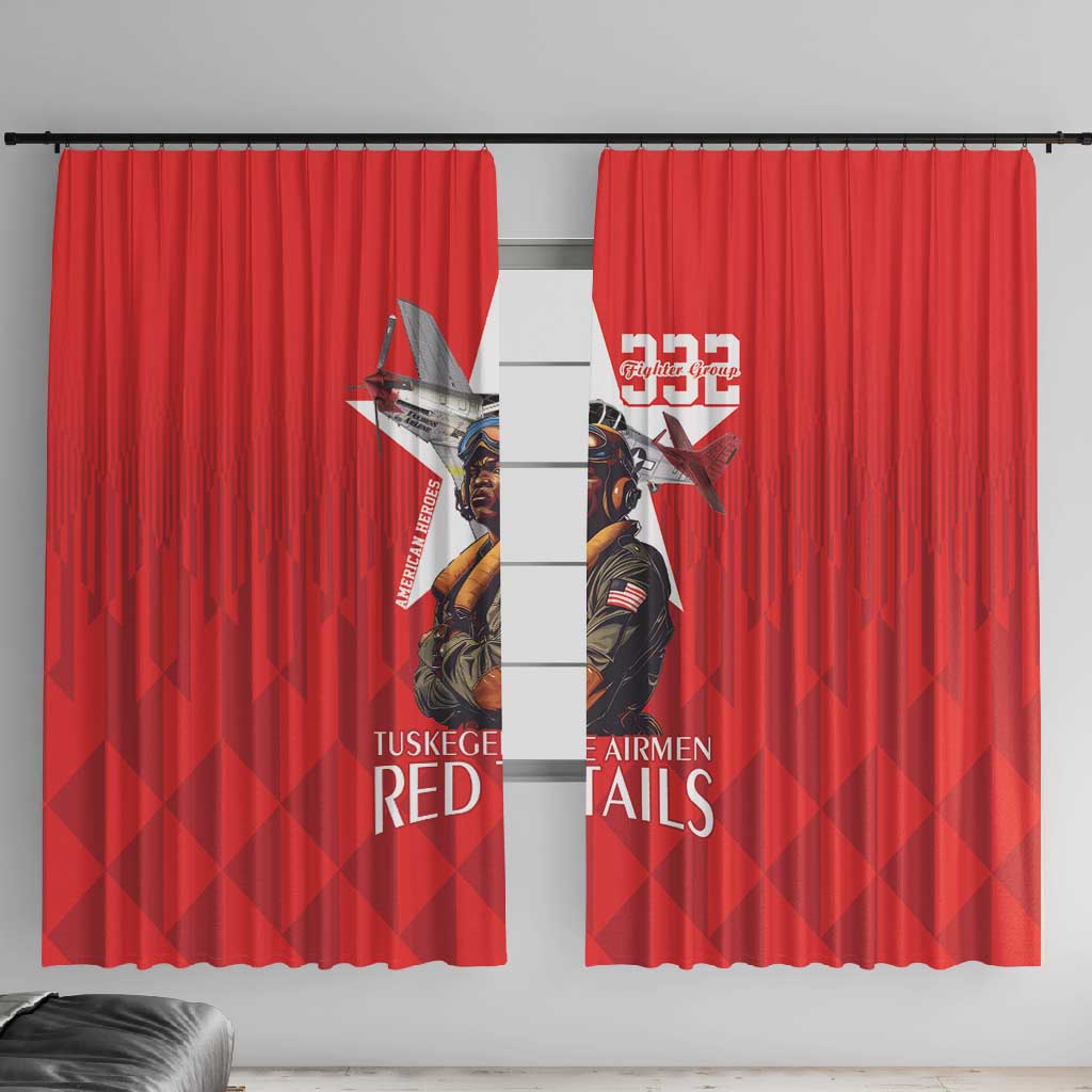 Tuskegee Airmen Red Tails Legacy Window Curtain African American Pilots - Red - African Pride