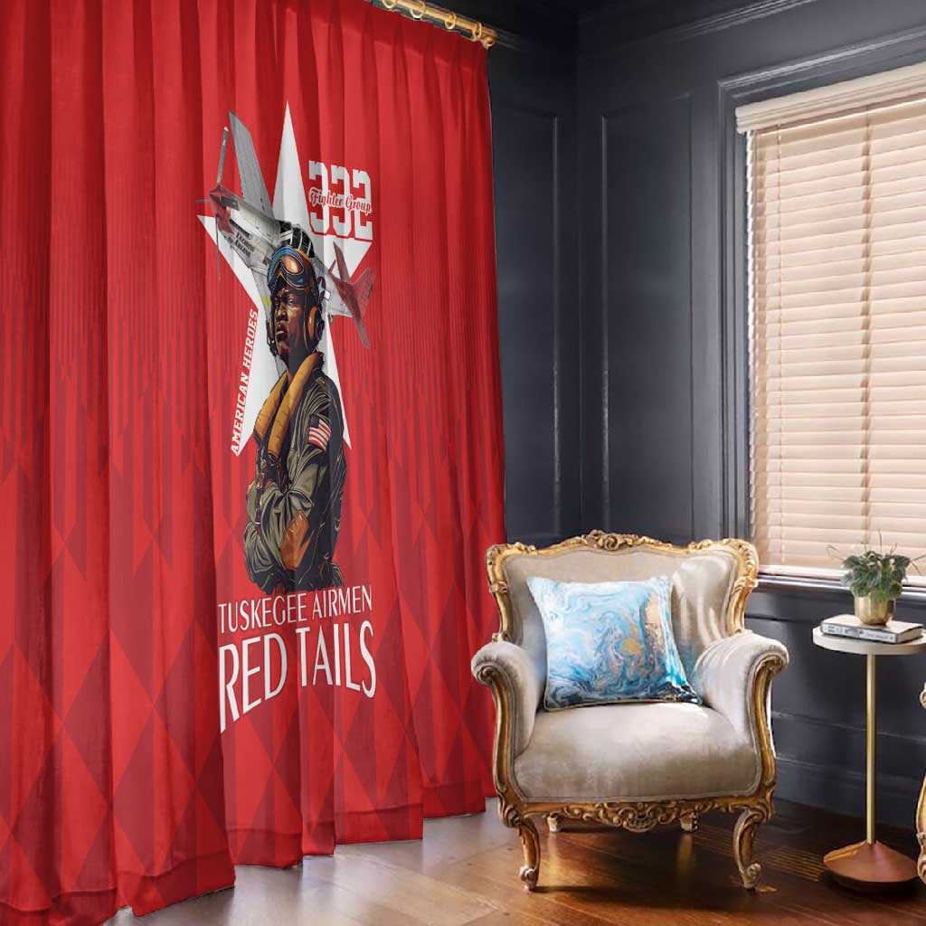 Tuskegee Airmen Red Tails Legacy Window Curtain African American Pilots - Red - African Pride