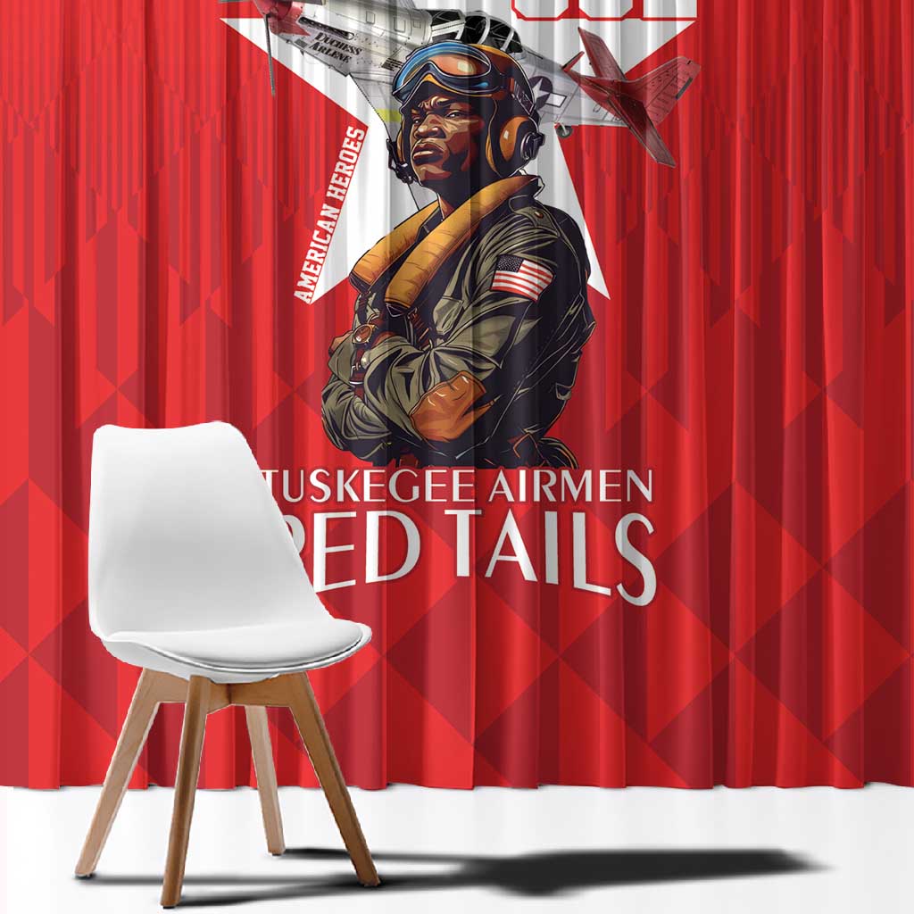 Tuskegee Airmen Red Tails Legacy Window Curtain African American Pilots - Red - African Pride