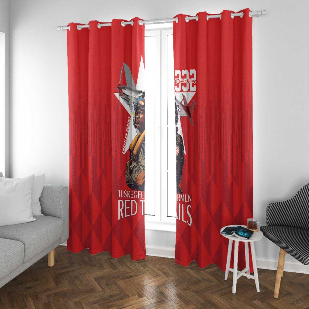 Tuskegee Airmen Red Tails Legacy Window Curtain African American Pilots - Red - African Pride