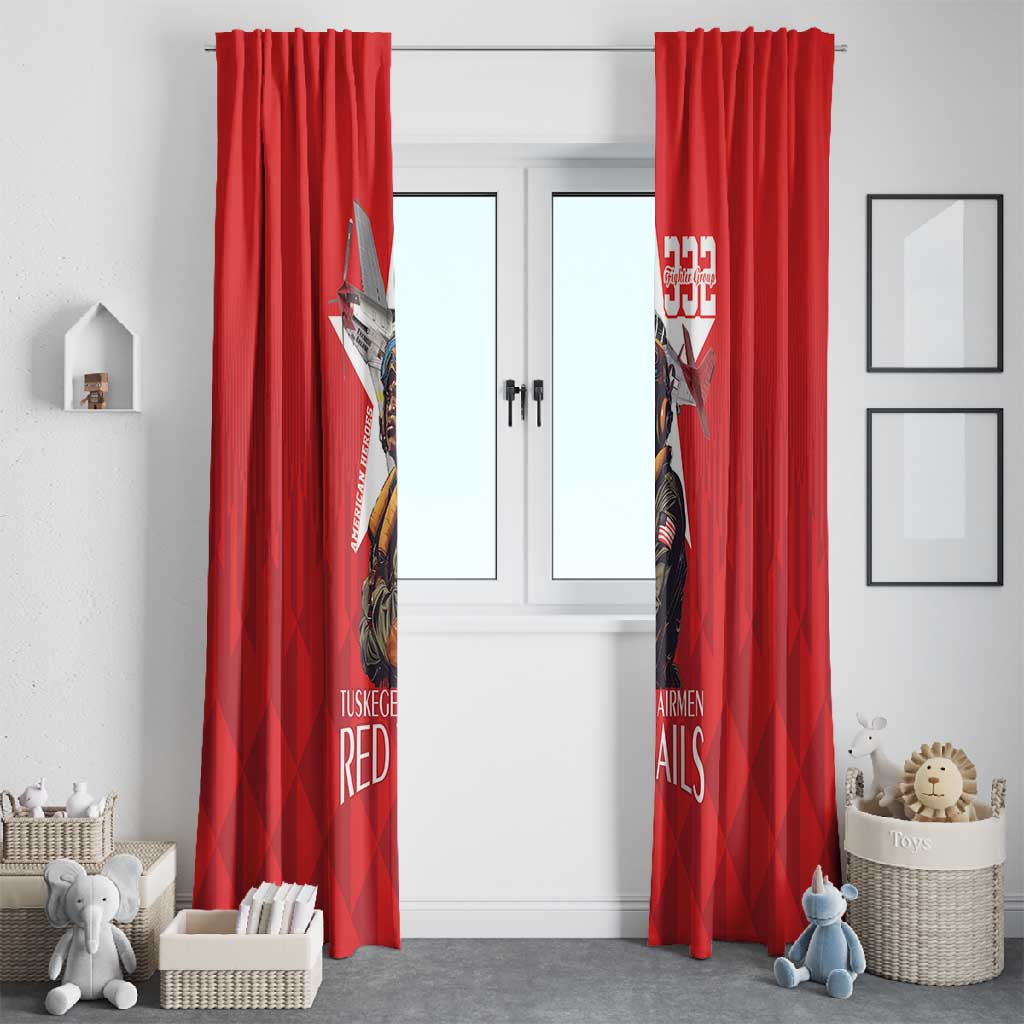 Tuskegee Airmen Red Tails Legacy Window Curtain African American Pilots - Red - African Pride