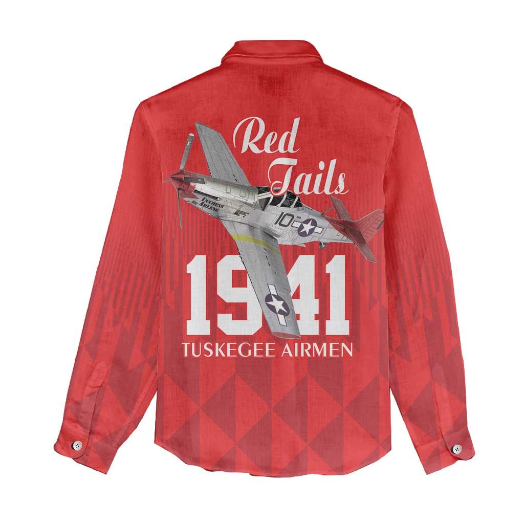 Tuskegee Airmen Red Tails Legacy Women Casual Shirt African American Pilots - Red - African Pride