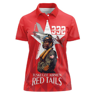Tuskegee Airmen Red Tails Legacy Women Polo Shirt African American Pilots - Red - African Pride