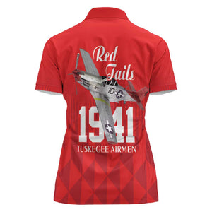Tuskegee Airmen Red Tails Legacy Women Polo Shirt African American Pilots - Red - African Pride