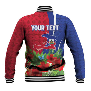 Personalized Afro-Haitians Tropical Baseball Jacket Fleur-De-Lis Veves Motif - African Pride