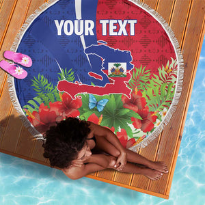 Personalized Afro-Haitians Tropical Beach Blanket Fleur-De-Lis Veves Motif - African Pride