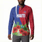 Personalized Afro-Haitians Tropical Button Sweatshirt Fleur-De-Lis Veves Motif