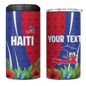 Personalized Afro-Haitians Tropical 4 in 1 Can Cooler Tumbler Fleur-De-Lis Veves Motif - African Pride