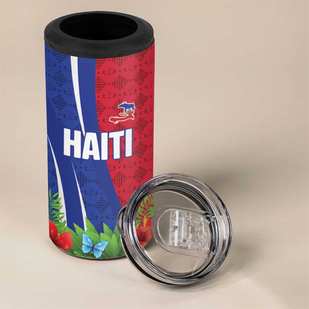 Personalized Afro-Haitians Tropical 4 in 1 Can Cooler Tumbler Fleur-De-Lis Veves Motif - African Pride