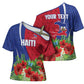 Personalized Afro-Haitians Tropical Cross Shoulder Shirt Fleur-De-Lis Veves Motif - African Pride