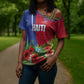 Personalized Afro-Haitians Tropical Cross Shoulder Shirt Fleur-De-Lis Veves Motif - African Pride