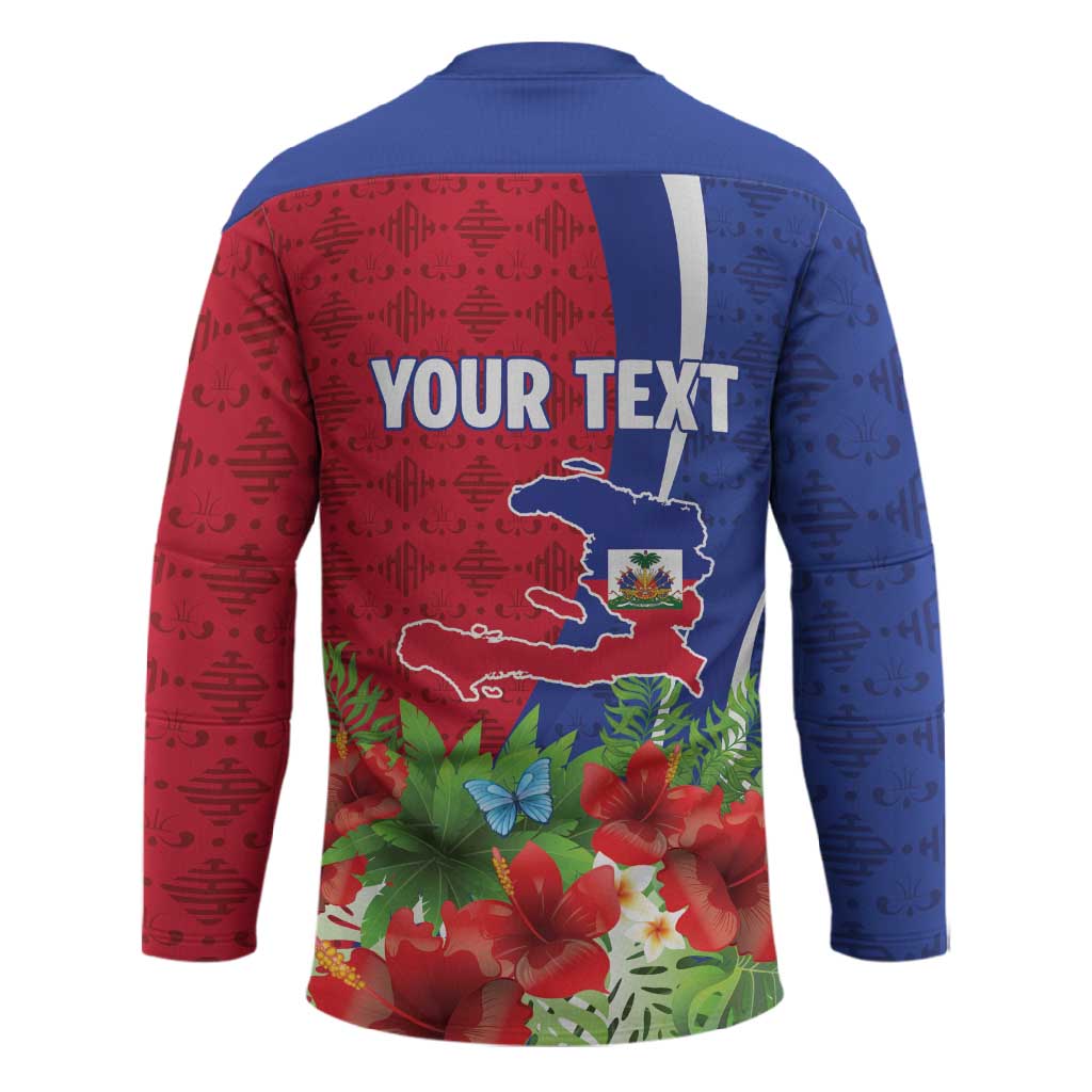 Personalized Afro-Haitians Tropical Hockey Jersey Fleur-De-Lis Veves Motif - African Pride