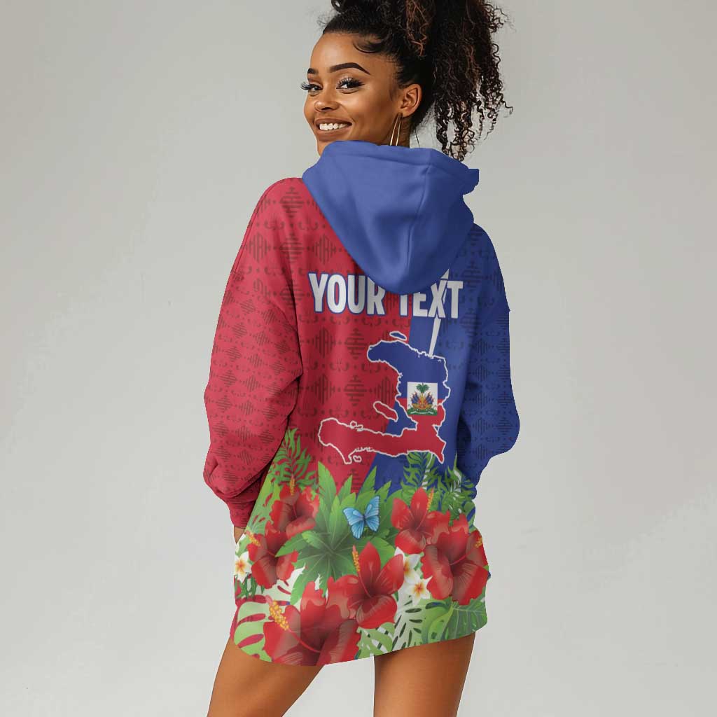 Personalized Afro-Haitians Tropical Hoodie Dress Fleur-De-Lis Veves Motif - African Pride