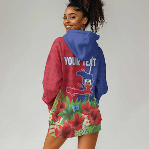 Personalized Afro-Haitians Tropical Hoodie Dress Fleur-De-Lis Veves Motif - African Pride
