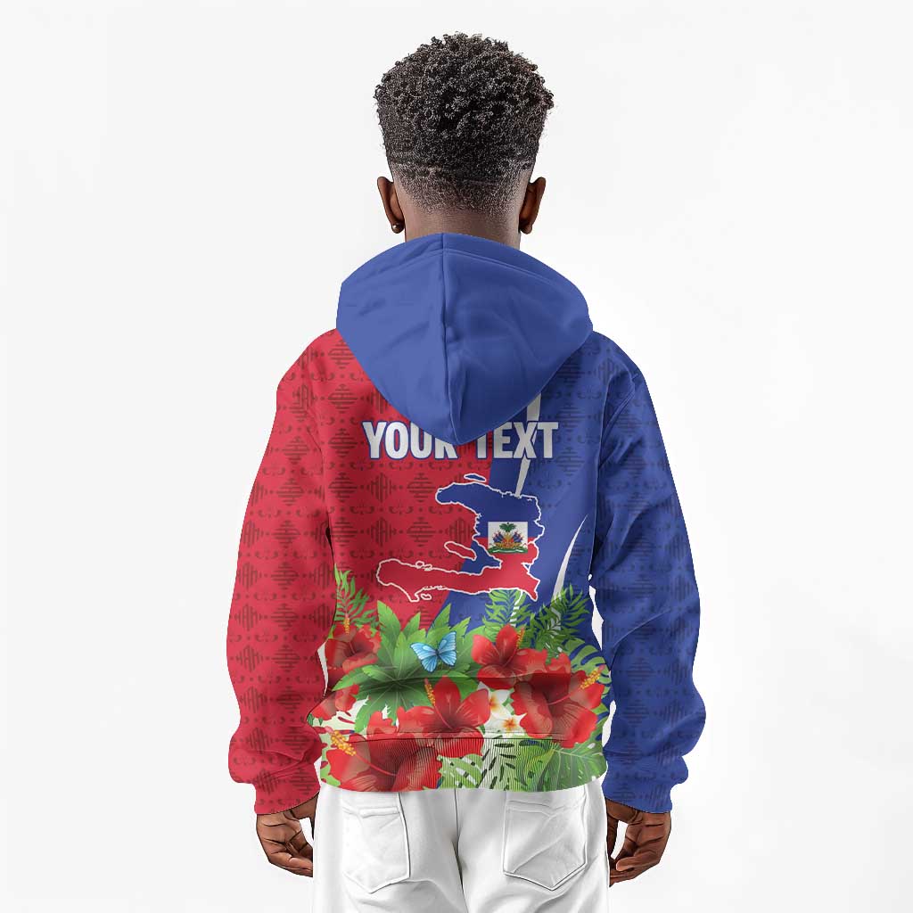 Personalized Afro-Haitians Tropical Kid Hoodie Fleur-De-Lis Veves Motif - African Pride
