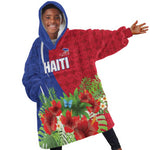 Personalized Afro-Haitians Tropical Kid Wearable Blanket Hoodie Fleur-De-Lis Veves Motif - African Pride