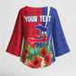 Personalized Afro-Haitians Tropical Kimono Sleeve Blouse Fleur-De-Lis Veves Motif - African Pride
