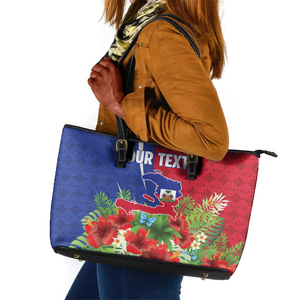 Personalized Afro-Haitians Tropical Leather Tote Bag Fleur-De-Lis Veves Motif - African Pride