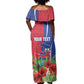 Personalized Afro-Haitians Tropical Off Shoulder Maxi Dress Fleur-De-Lis Veves Motif - African Pride