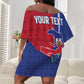 Personalized Afro-Haitians Tropical Off Shoulder Short Dress Fleur-De-Lis Veves Motif - African Pride