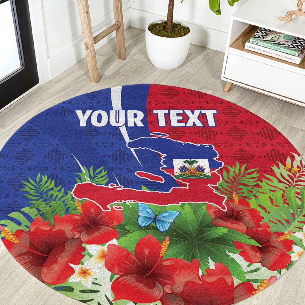 Personalized Afro-Haitians Tropical Round Carpet Fleur-De-Lis Veves Motif - African Pride