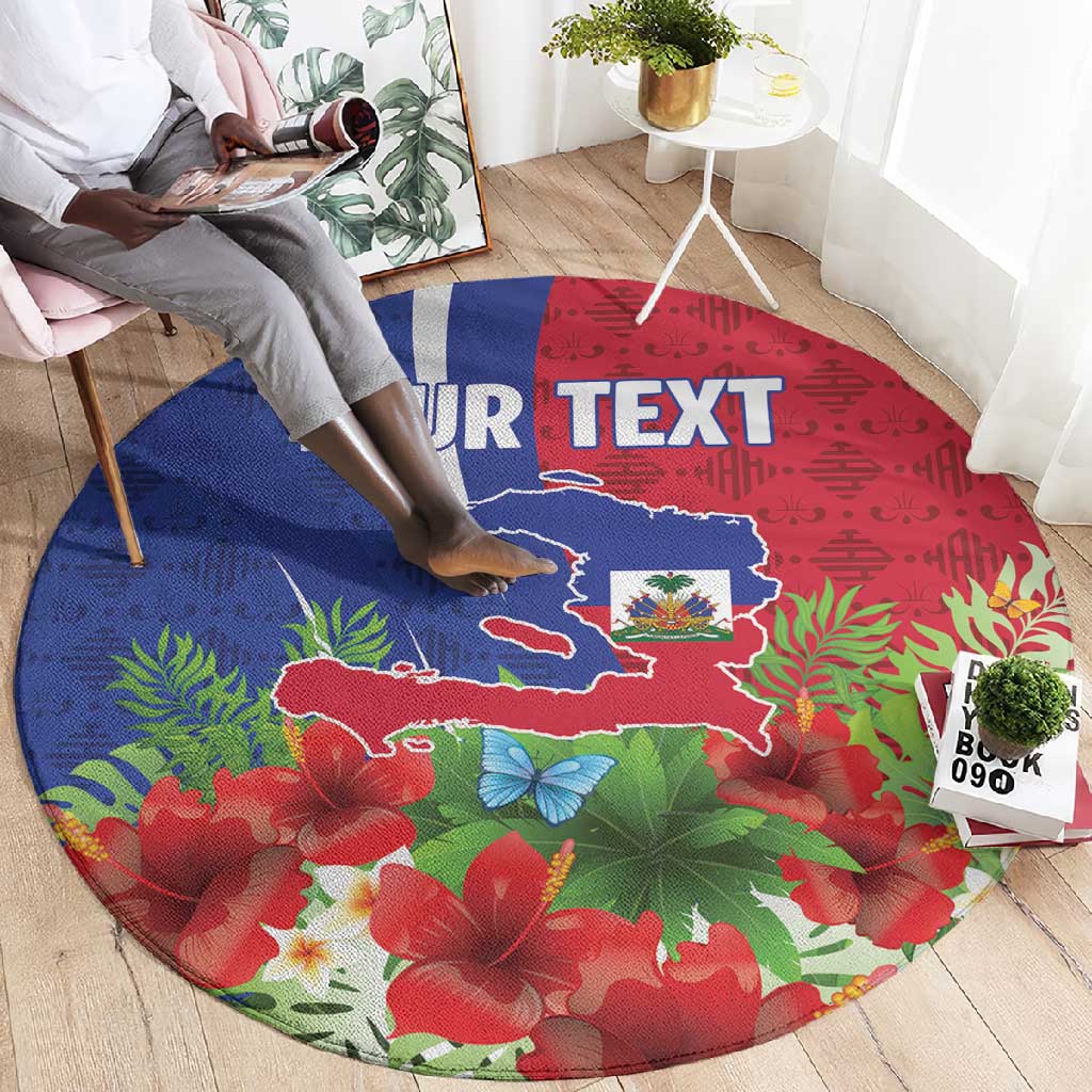 Personalized Afro-Haitians Tropical Round Carpet Fleur-De-Lis Veves Motif - African Pride