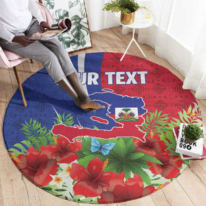 Personalized Afro-Haitians Tropical Round Carpet Fleur-De-Lis Veves Motif - African Pride