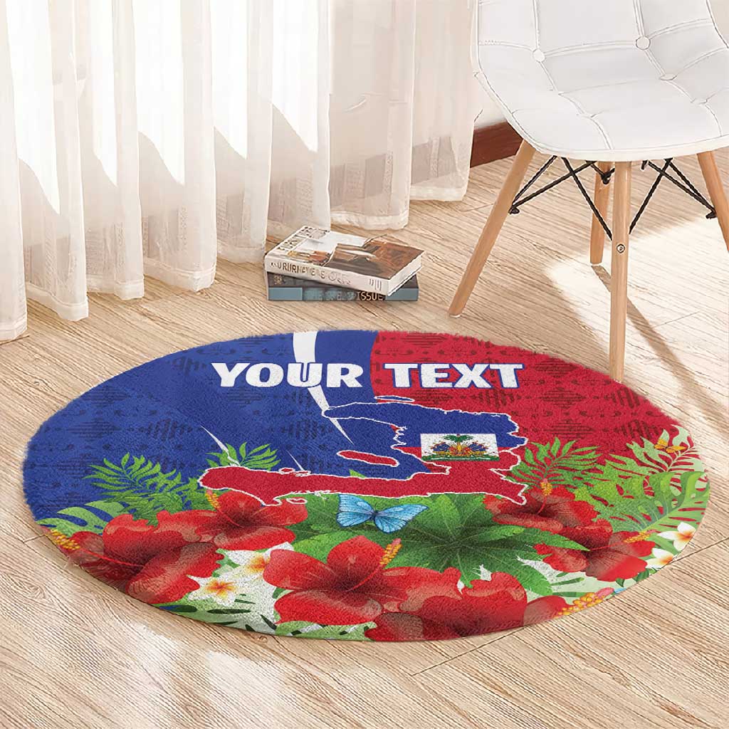 Personalized Afro-Haitians Tropical Round Carpet Fleur-De-Lis Veves Motif - African Pride
